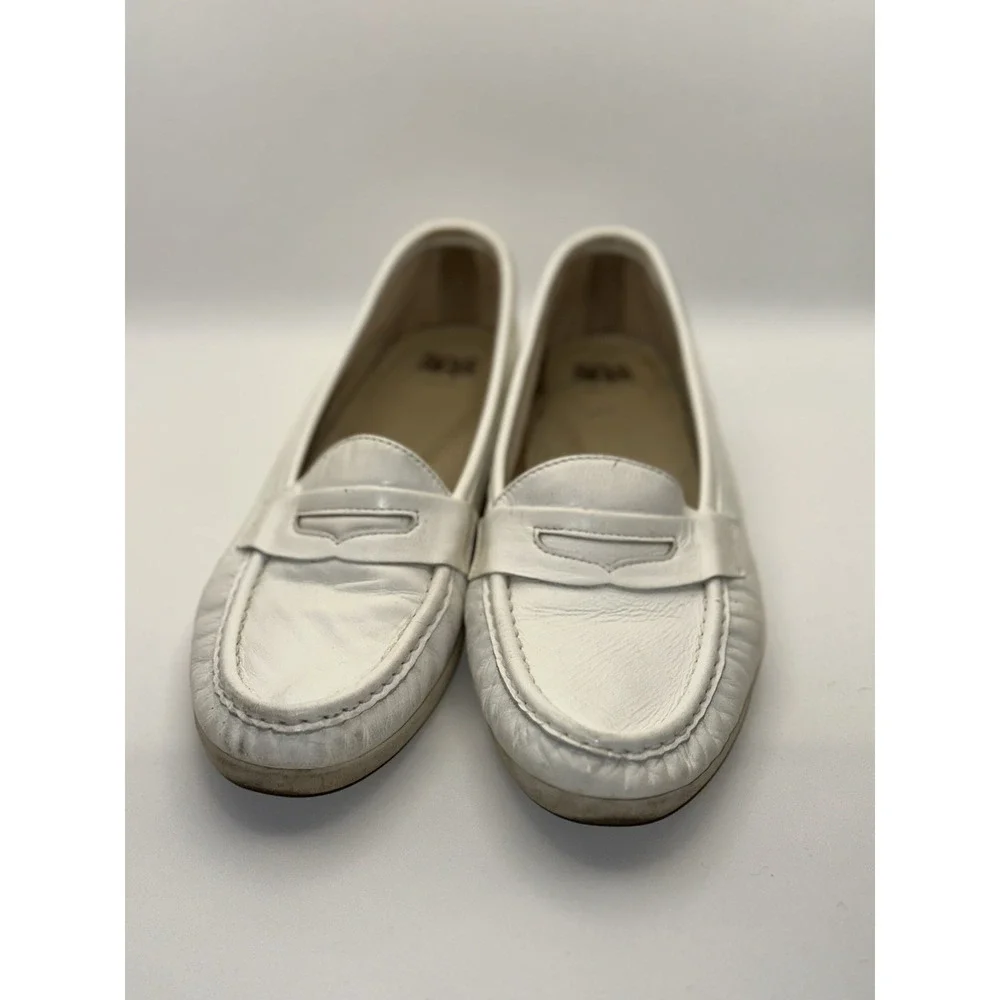 SAS Womens Wink Penny Loafers White Comfort‎ Leather Shoes, size US 8.5 M